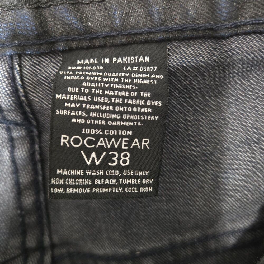 Rocawear Shorts Mens 38 Blue Jean Hip Hop Jorts Vintage Y2K Distressed Denim - Picture 9 of 9